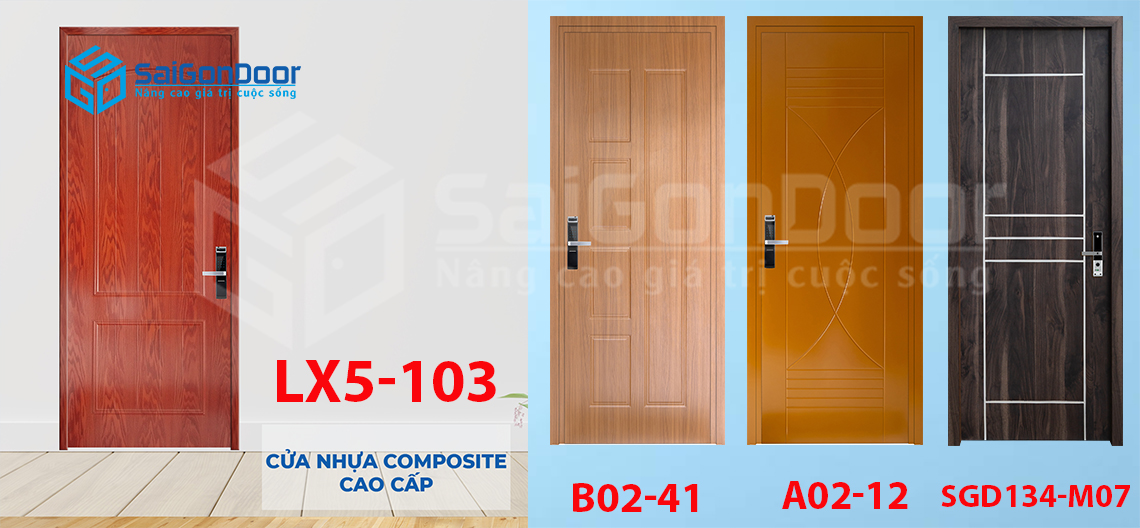 Dòng sản phẩm cửa gỗ phòng vệ sinh Composite rất đa dạng về mẫu mã cũng như kiểu dáng